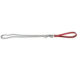 Comparateur de prix : Laisse pour chien en chaine croute de cuir Martin Sellier Rouge 12 cm ...