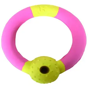 Martin Sellier Jouet chien - Anneau Rubb’n’Treats rose et jaune pour chien Ø 10,5 cm