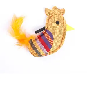 Jouet peluche pour chat coq Martin Sellier Jaune TU 3009979 pas cher