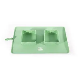 Gamelle pour chien double pliable Martin Sellier Vert 600 ml 3010504 pas cher