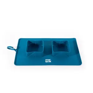 Gamelle pour chien double pliable en silicone Martin Sellier Bleu 600 ... pas cher