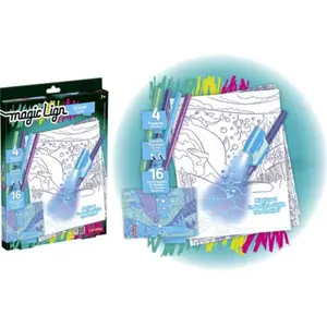 Lansay - MAGIC LIGN - Océan - Projecteur Pocket de Dessins et Coloriages - Pour Enfants dès 7 Ans - Kit Créatif Portable avec 16 Illustrations à Révéler & 4 Feutres - Loisirs Créatifs