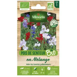 VILMORIN Sachet graines Pois de senteur en mélange BIO - Lathyrus odoratus
