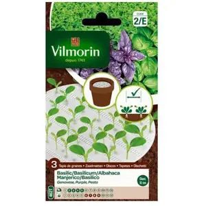VILMORIN Tapis graines trio de Basilic - 3 x Ø10 cm pas cher