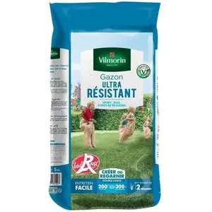 Comparateur de prix : VILMORIN Semences de gazon ultra-résistant Label Rouge - 5 kg