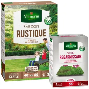 Gazon - Vilmorin - Gazon Rustique - 1 kg + Soin Regarnissage Universel...