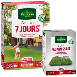 Gazon - Vilmorin - Gazon 7 jours - 1 kg + Soin Regarnissage Universel ...