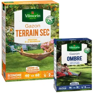 Gazon - Vilmorin - Gazon Terrain Sec - 1 kg + Gazon Ombre - 250 g