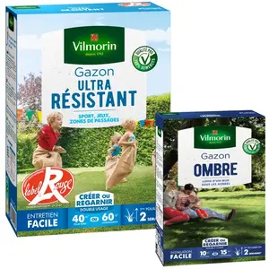 Gazon - Vilmorin - Gazon Ultra Résistant - Label Rouge - 1 kg + Gazon ... pas cher
