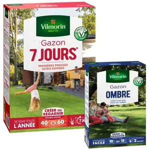 Gazon 7 jours - 1 kg + Gazon Ombre - 250 g Vilmorin