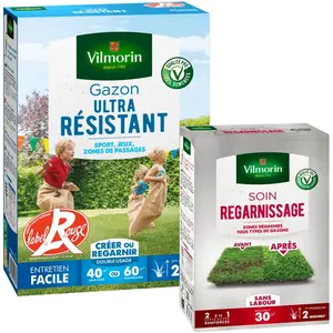 VILMORIN Gazon Ultra Résistant - Label Rouge - 1 kg + Soin Regarnissage Univers... pas cher
