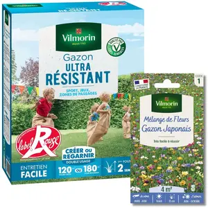 Gazon Ultra Résistant - Label Rouge - 3 kg + Gazon Japonais - 4 m² - M...