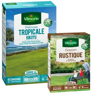 Pelouse Tropicale - Kikuyu - 500 g + Gazon Rustique - 250 g Vilmorin pas cher