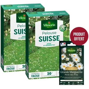 Pelouse Suisse - Paquerettes (x2) + Grande Marguerite Perle des Prés - Graines d'Exception Offerte Vilmorin pas cher
