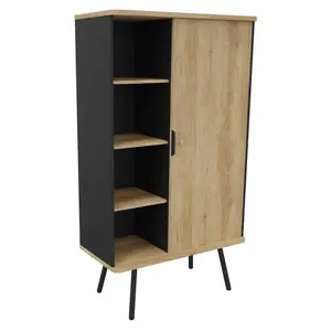 BURONOMIC Armoire 1 porte et 3 tablettes Alto  Bois / Métal
