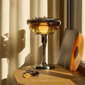 MARKET SET lampe à poser Sunset, ambre, verre, E27 pas cher