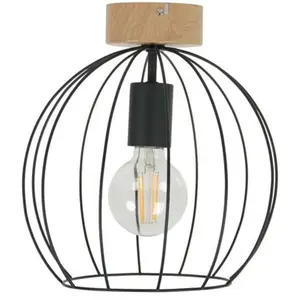 Plafonnier E27 40W Corep Owen marron H.24.5 x Ø26 cm pas cher