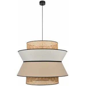 Suspension en lin nude et beige 330 x 78 cm Singapour - Market setVendu parluminaire