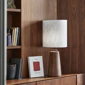 Lampe en bois massif et en tissu blanc 93 cm Mokuzaï - Market set pas cher