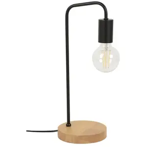 BUT Lampe bois métal H. 40 cm BERKLEY Noir et naturel pas cher