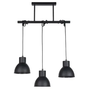 BUT Suspension 3 lumières L. 55 cm DOCK Noire