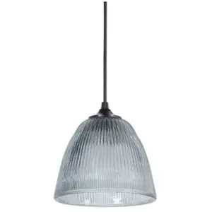 Suspension Ogive verre strié IP20 E27 60W H.13 x Ø16 cm noir fumé Corep pas cher