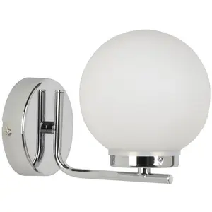 Corep SWANN-Applique de salle de bain métal et verre opalin Ø13cmVendu parmanutan