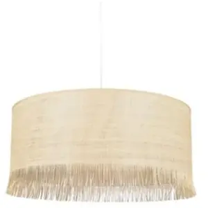 Suspension cylindre E27/100W H20cm Ø38 cm Ibiza raphia Corep pas cher
