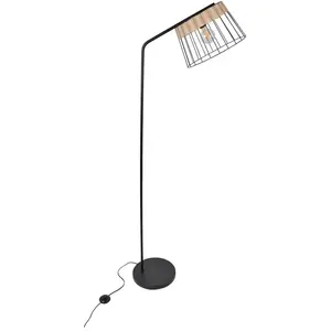 BUT Lampadaire métal/rotin H171 cm INDAH noir mat pas cher