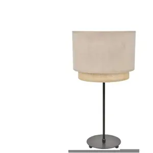 Corep Lampe Base Ronde En Métal Peint. Abat-jour Double Cylindre Rose pas cher