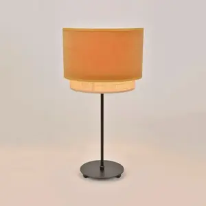 Corep Lampe Base Ronde En Métal Peint. Abat-jour Double Cylindre Moutarde pas cher