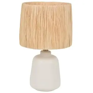 Corep PAROS-Lampe à poser céramique et raphia naturel H34cm pas cher
