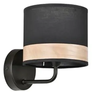 Corep Applique Base Ronde En Métal . Abat-jour Cylindre En Coton Noir pas cher