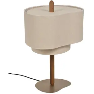 Market Set PEBBLE-Lampe à poser Bois/Tissu H60cm pas cher