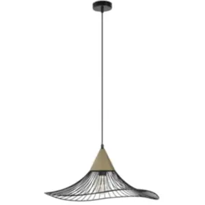 Suspension Lizzie E27 60W IP20  60xH.125cm noir et laiton Corep pas cher