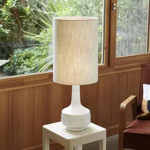 MARKET SET Lampe de table Jimmy, blanc/beige, hauteur 83 cm pas cher