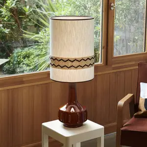 MARKET SET Lampe de table Jimmy, marron/beige, 83 cm, bordure pas cher
