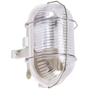 Comparateur de prix : Aric Centrale Brico - Hublot E27 + grille, sans ampoule, oval, blanc