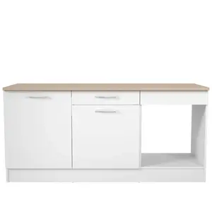 Meuble bas 2 portes 1 tiroir 180 cm COOLNESS coloris blanc pas cher