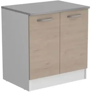 OSLO Meuble Bas 2 portes + plan - Décor Chene Jackson - L 80 x P 60 x H 86 cm