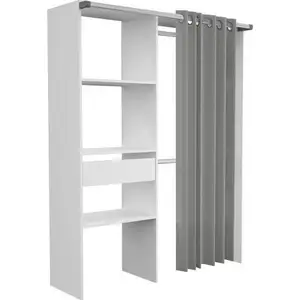 Comparateur de prix : EKIPA BARI Dressing non extensible Blanc 1 tiroir - L 143,5 x P 48 x H 181,9 cm