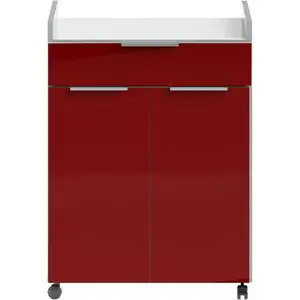 Desserte à micro-ondes URBAN coloris rouge pas cher