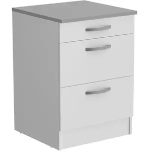 Comparateur de prix : OSLO Meuble Bas 3 tiroirs + plan - Décor blanc - L 60 x P 60 x H 86 cm
