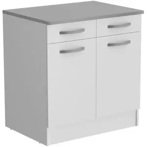 Comparateur de prix : OSLO Meuble Bas 2 portes + 2 tiroirs + plan - Blanc - L 80 x P 60 x H ...
