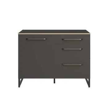 Meuble bas 1 porte, 3 tiroirs WAVE coloris gris pas cher