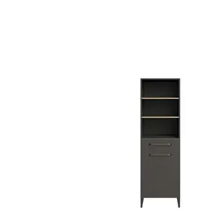 Colonne 1 porte, 1 tiroir, 3 niches WAVE coloris gris pas cher