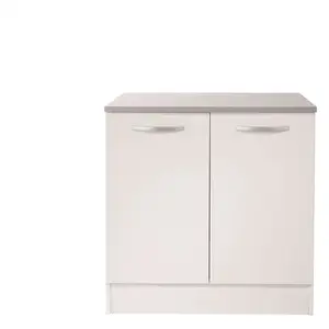 Meuble bas 80 cm 2 portes SPOON coloris blanc pas cher