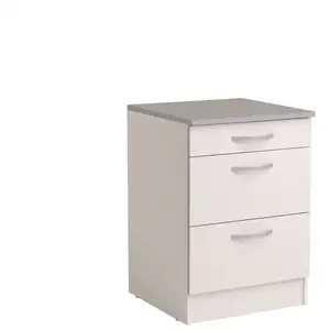 Meuble bas 60 cm 1 tiroir + 2 caissons SPOON coloris blanc pas cher