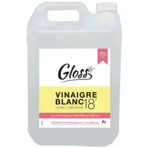 Vinaigre blanc ménager 18° - bidon de 5 litres - gloss pas cher