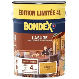 Comparateur de prix : Lasure protection de bois - Chêne clair - Mat - BONDEX - 4 L